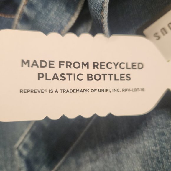 Paper bag jeans with blue jean material matching tie belt - Picture 5 of 7